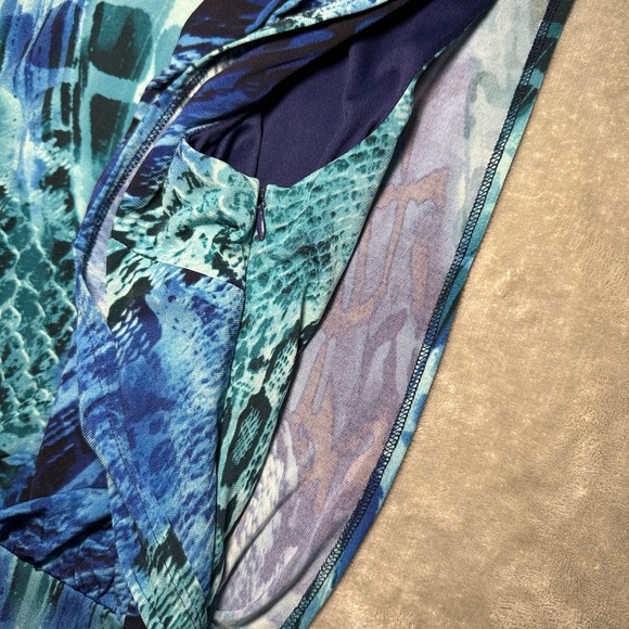 Chetta B Dress Women Size 8 Blue Animal Mix Print Quirky Teacher Artsy Mob Wife - Picture 4 of 11